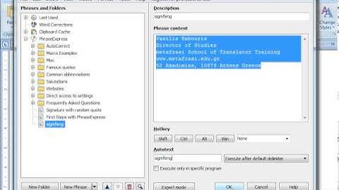 PhraseExpress example