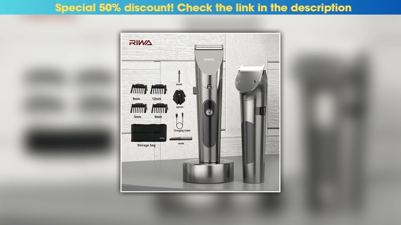 Top RIWA Electric Hair Clipper Washable Rechargeable Variable Speed Professional Barber Trimmer Wit