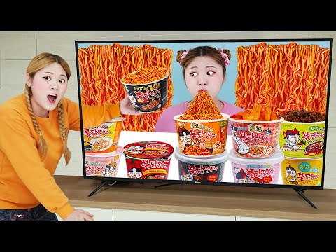 Mukbang Fire Spicy Noodle   tteokbokki convenience store food by  HIU 