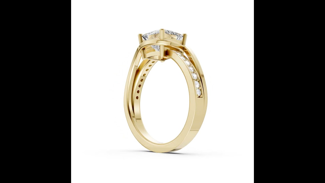 Princess Accented Bypass Lab Diamond Engagement Ring