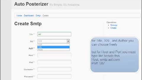 Setting SMTP in Aol