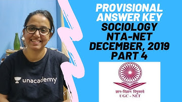 Provisional Answer Key Part 4 | Sociology | UGC NTA-NET December, 2019