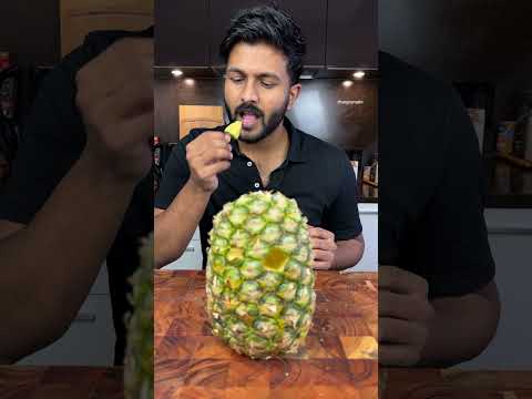 Eat pineapple without using a knife to cut- hack testing🍍🫣 #shorts #hacks #asmr