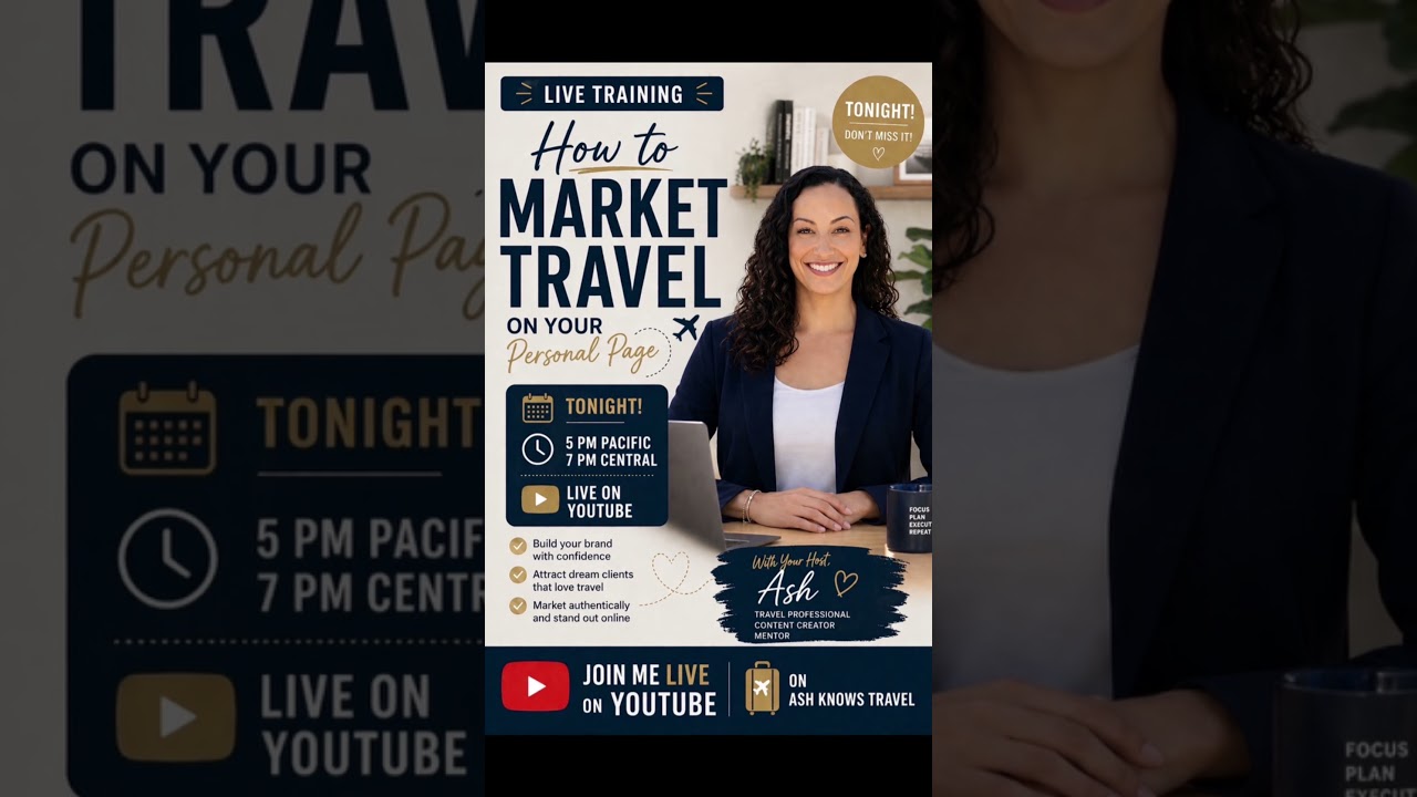 🚨 LIVE TRAINING TONIGHT 🚨How to Market Travel on Your Personal Page ✈️
