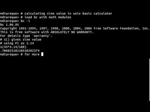 unix | Calculate sine value using bc