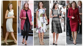 World 's most beautiful and elegant queen Letizia of Spain dress collection/Queen  Letizia outfit