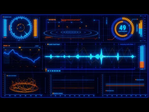 HUD Audio Video Loop - Audio Wave Analysis - Hud Elements Footage Background