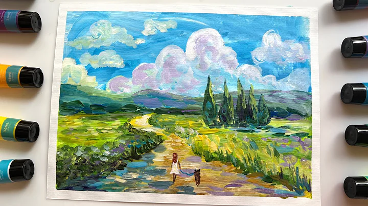 How to paint a summer landscape, easy painting dem...