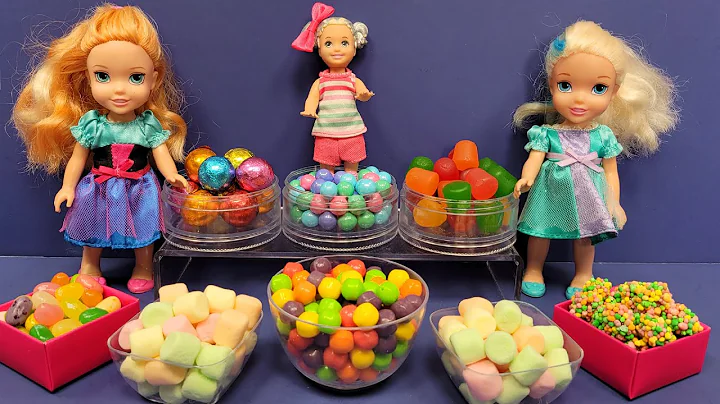 Candy store ! Elsa & Anna toddlers shop for colorf...