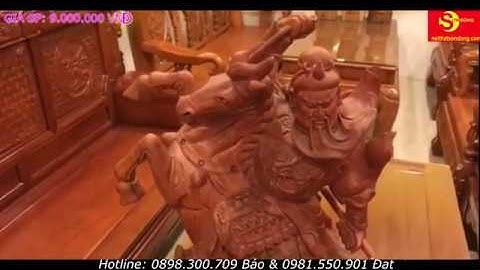 Tượng quan công cưỡi ngựa gỗ hương cao 70 giá rẻ