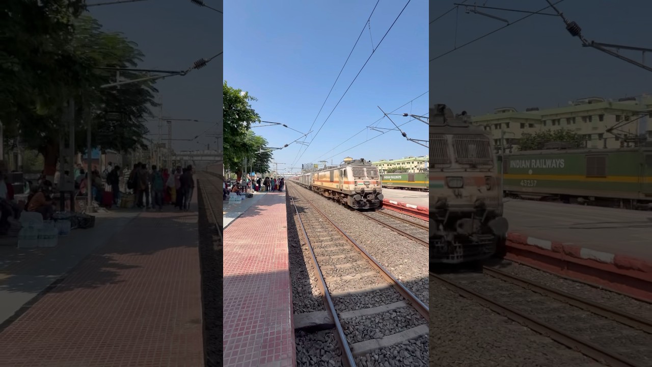 Madly honking P7 leading Himgiri Express at MPS! #indianrailways #passengertrain #wap7 #highspeed
