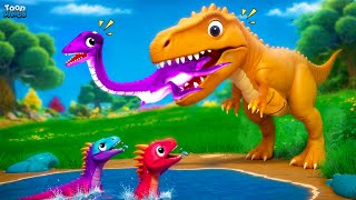 T Rex Wild Chase Adventure | Dilophosaurus and Dino Shark Join the Fun - Dinosaur Comedy Cartoon 4K