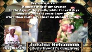 JoEdna Bohannon&#39;s Testimonial @ Missionary Rosie Mae Fletcher Hewitt&#39;s Homegoing