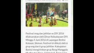 FESTIVAL REOG se-DIY...juara II kontingen dari BANTUL. cuplikan (REOG MANGGALA MUDA)