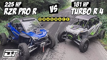 225 Horsepower RZR PRO R vs 181 Horsepower RZR Turbo R 4 DRAG RACE!