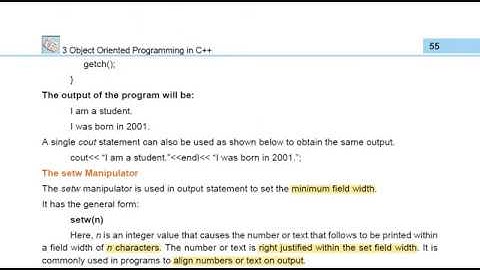 THE MANIPULATORS endl AND setw in C++