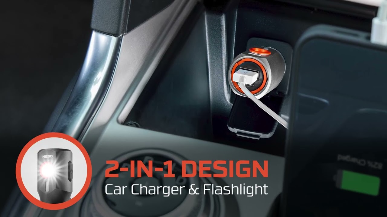 nebo car charger flashlight Nebo Transport 400 3V Battery 2-In-1 Car Charger & Flashlight NEB-POC-1006