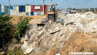 Amazing Intelligent Driver Skills Dozer Cutting Slope Concrete Millings Step By Step And Pushing