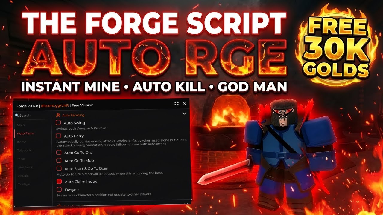 ⛄ The Forge Script NO KEY (lunor hub) | Auto sell, World 3, Instant Forge, Autofarm & More