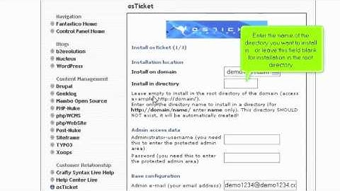 How to install osTicket from Fantastico