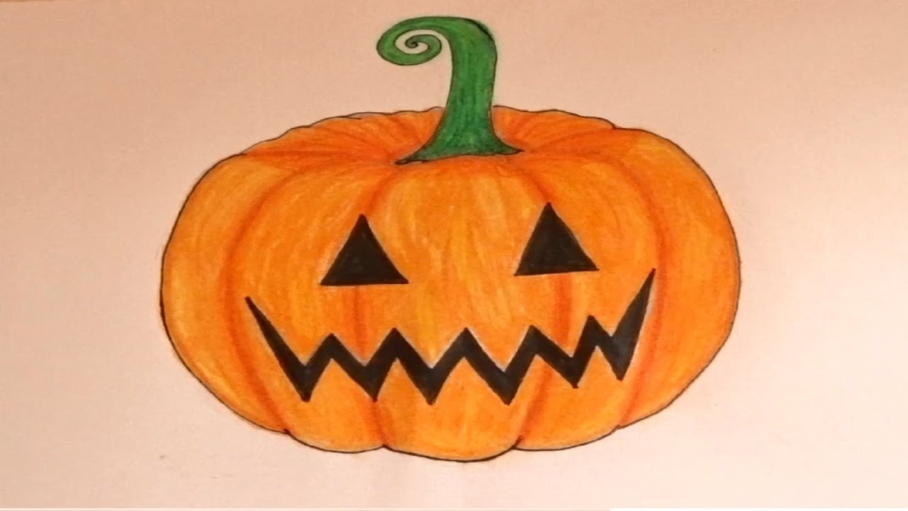 COMO DESENHAR ABÓBORA DE HALLOWEEN 🎃  HOW TO DRAW HALLOWEEN PUMPKIN  COLORINDO E DESENHANDO 