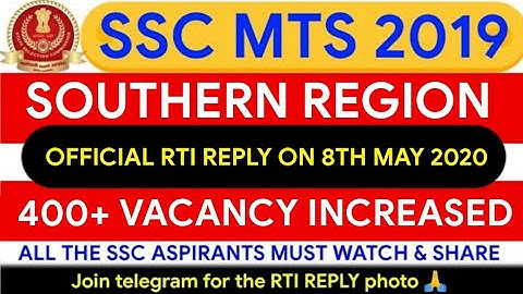 SSC MTS 2019 vacancy increased in SR region  | RTI reply for  SSC MTS 2019 SR Region