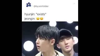 When Jeongin Was Literally Astonished By Hyunjin's Visuals~ Sauur Cutee😖😭#straykids#jeongin#hyunjin