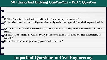 MCQ Questions Building Construction - Part 3 with Answers