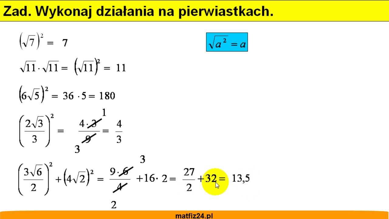 Co To Jest Pierwiastek Matematyka Pierwiastek kwadratu wyrażenia matematycznego - Zadanie - Pierwiastek z potęgi - Matfiz24.pl