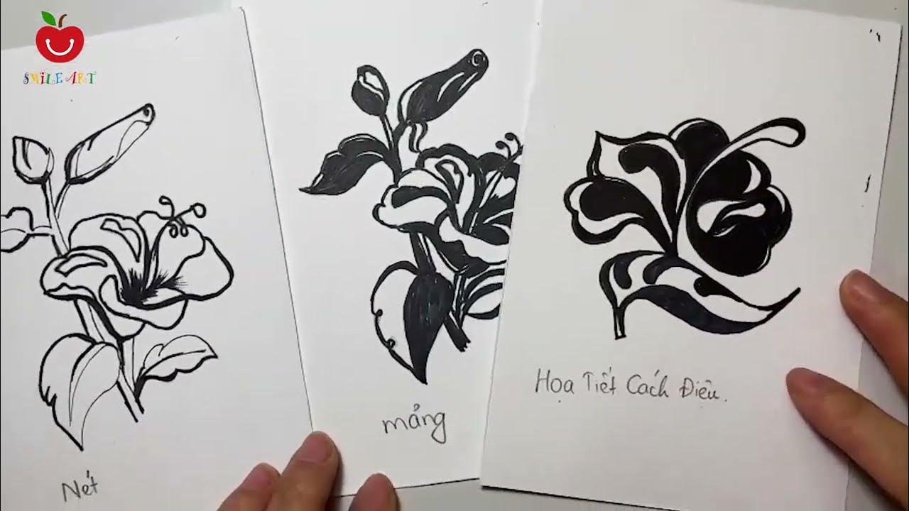 Vẽ Cách Điệu Hoa Lá/ Tạo Họa Tiết Trang Trí/ Vẽ Cách Điệu Mảng Nét - Vẽ Hoa  Râm Bụt- Smile Art - Youtube
