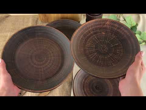 Набір столового керамічного (глиняного) посуду для дому на 4 особи Гладкий, видео 1