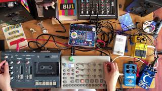 My first ambient jam: tape loop, elektron model cycles, cathedral, walrus audio slo, flashback 2