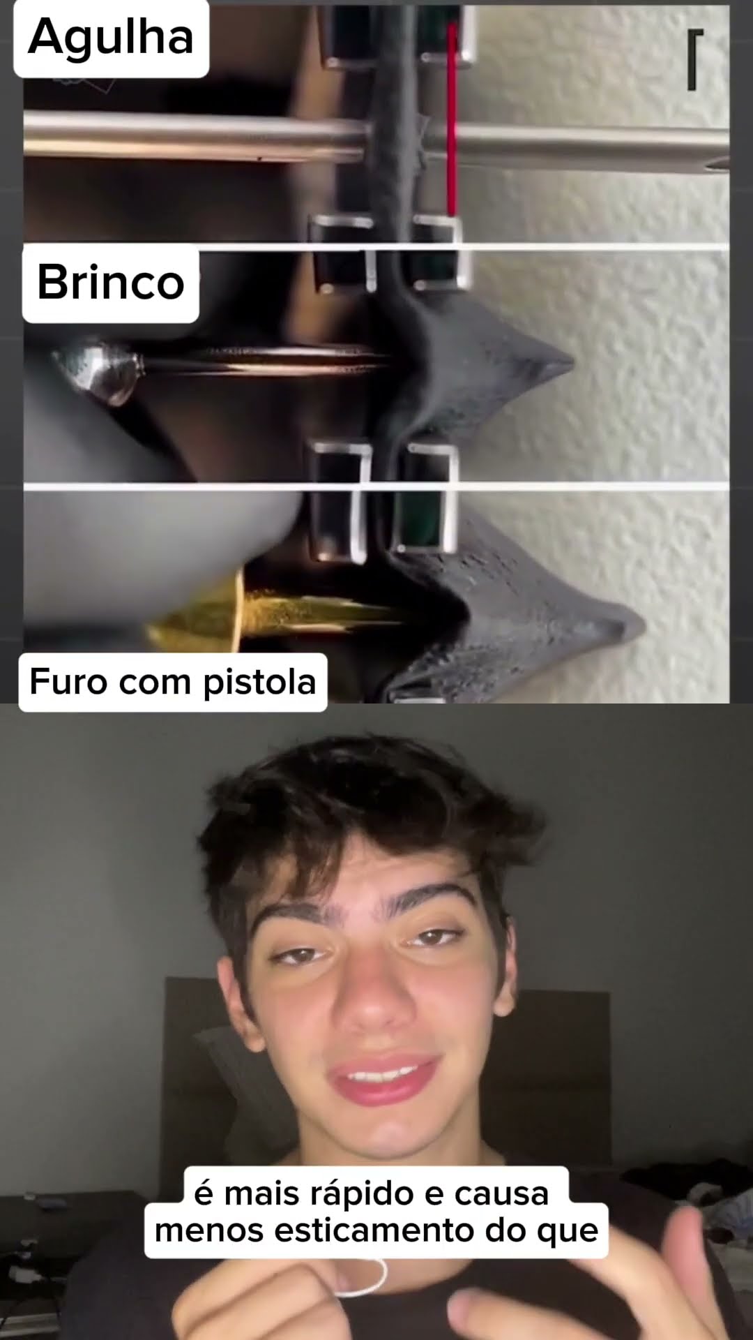 Pistola ou agulha? Cada técnica muda o resultado do furo na orelha! Qual você prefere? ?✨