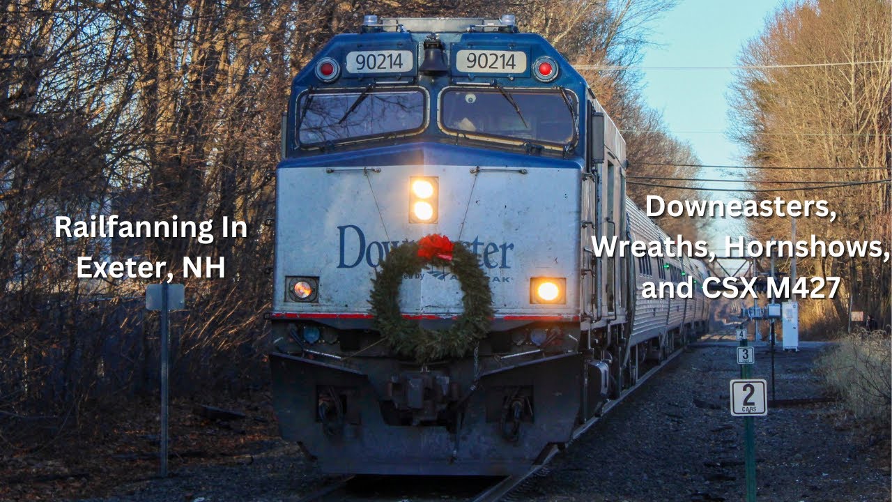 Railfanning In Exeter, NH Amtrak Downeaster, Wreaths, Hornshows, and