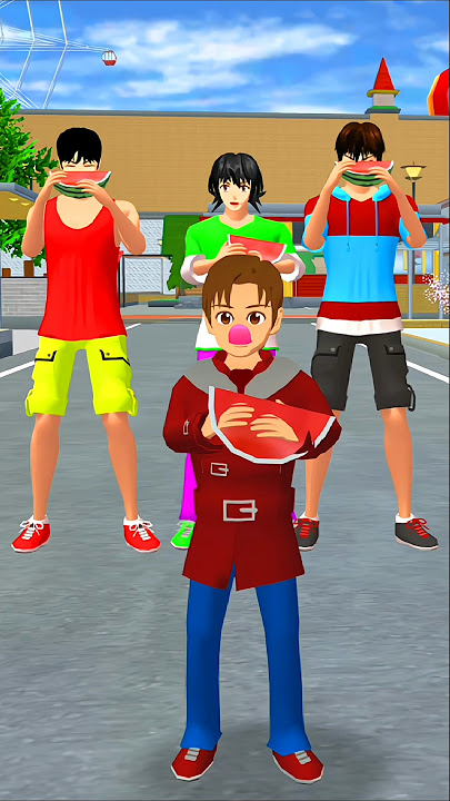 Utah was happy to see the watermelon and kept eating it.#sakuraschoolsimulator #funnyshorts #shorts