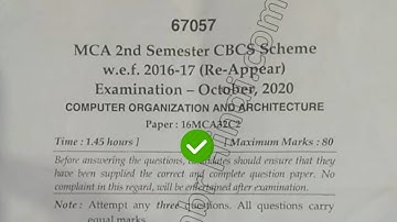 2020 Mdu MCA 2nd Sem Reappear Computer Organization & Architecture Question paper