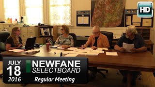 Newfane Selectboard Mtg 7/18/16