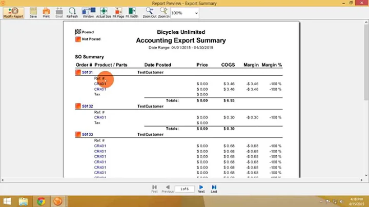 Fishbowl Inventory - Reports - Accounting Export Summary