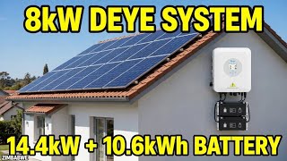 8kW Deye Solar System Zimbabwe | 32x450W Panels + 208Ah Deye Battery | Flat Roof Installation