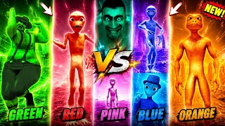 🔥 ALIEN COLOR BATTLE VS HUMAN 😱🌈 GREEN vs RED vs PINK vs BLUE vs ORANGE Alien Dance! 🎭 Who Is win ?