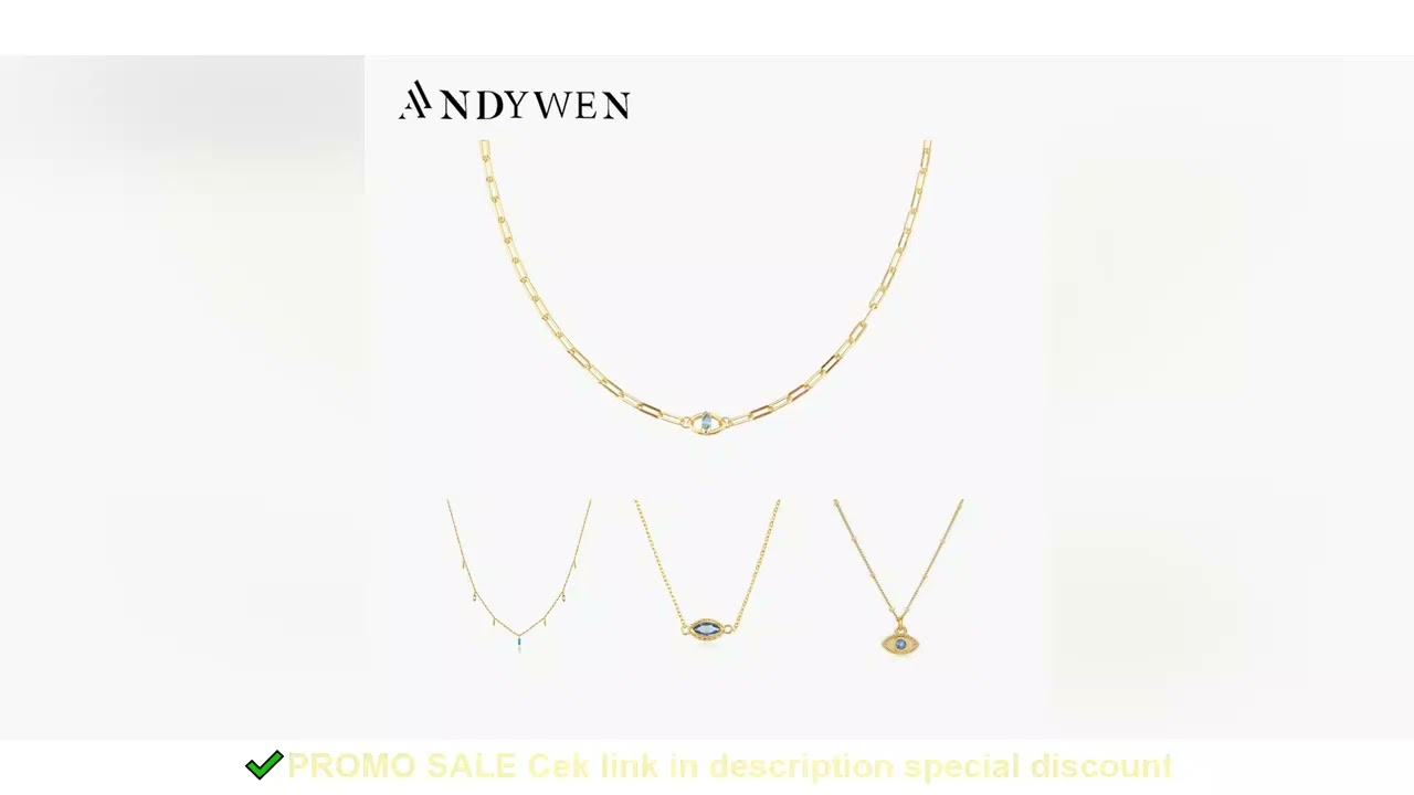 ANDYWEN 925 Sterling Silver Several Necklace Wearing Blue Eye Zircon Choker Long Chain Necklace Rock