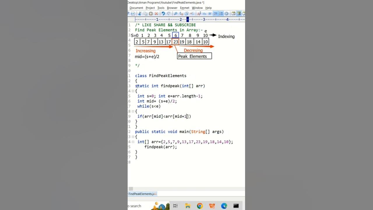 Find Peak element in an Array #java #education #learning #viral # ...