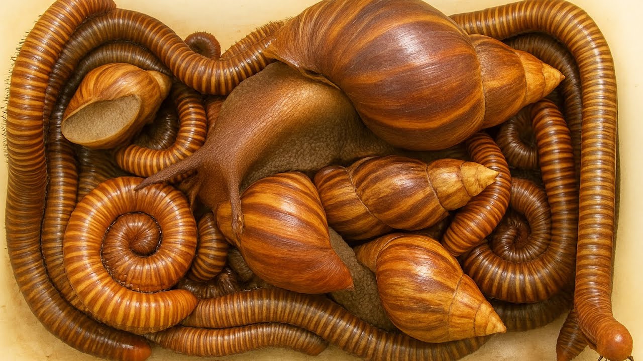 💥🇺🇸 Primitive Skills Catching Giant Millipede,Africa Snail, Red Millipede, Insects in the forest