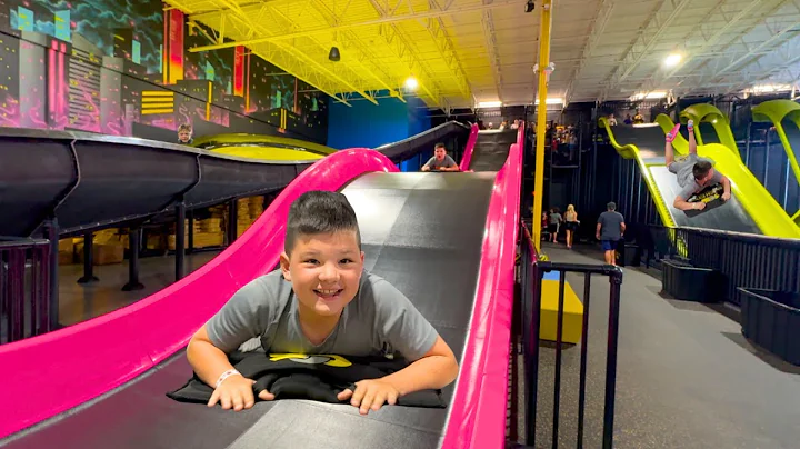 BEST Indoor Playground with GIANT SLIDES at Slick CITY ! Fun for Kids with Caleb and Friends!