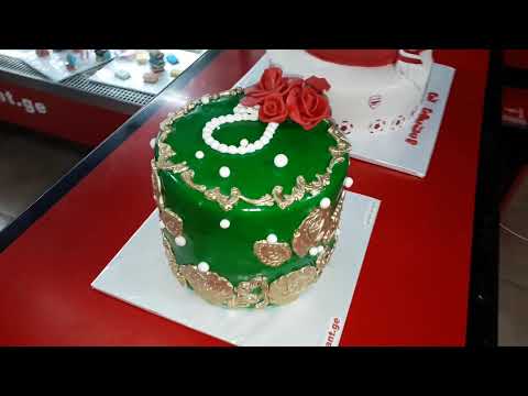 მწვანე ტორტი ოქროთი და ვარდებით, ტორტები შეკვეთით 593 756 700, \"გრანტის ტორტები\"