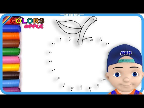 Dot to dot ( Fruits ) Apple Drawing  and Marker Pencil Coloring / Akn Kids House
