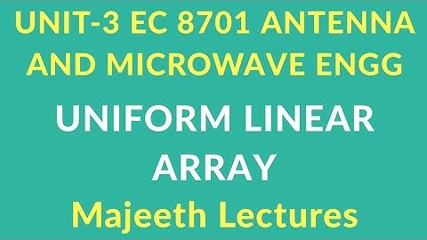 EC8701 Antenna and Microwave Engineering Uniform Linear Array