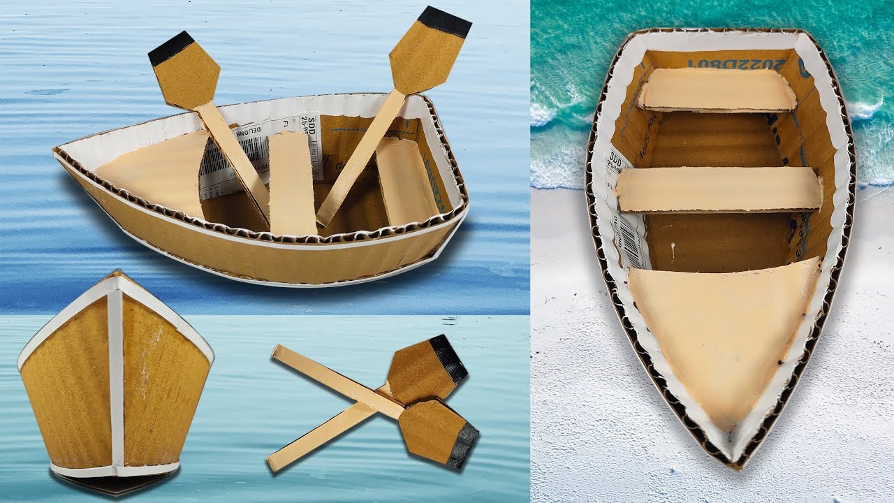 Mini Boat Making with Cardboard  Paper Craft [Tabrez Arts] 