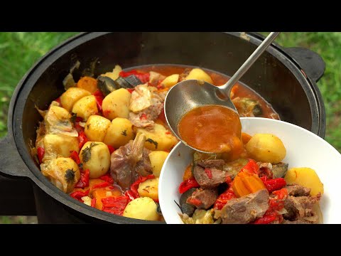 ВКУСНЫЕ БЛЮДА ПРИГОТОВЛЕННЫЕ В ЧУГУННОМ УЗБЕКСКОМ КАЗАНЕ НА КОСТРЕ