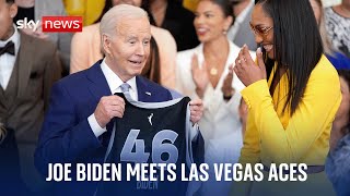 US President Joe Biden welcomes Las Vegas Aces to the White House